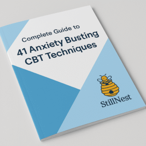 A complete guide to 41 Anxiety Busting CBT Techniques. Cognitive Behavioral Therapy natural anxiety relief guide.