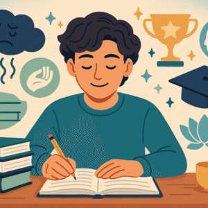 Student successfully balancing academic achievement with anxiety management strategies in supportive learning environment including 504 accommodations for anxiety